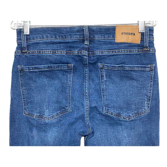 RSQ Slim Straight Jeans Mens 30 x 32 Distressed Blue Denim Medium Wash Stretch - Picture 4 of 9